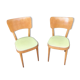 Paire de chaises Baumann en bois et skaÏ jaune vintage