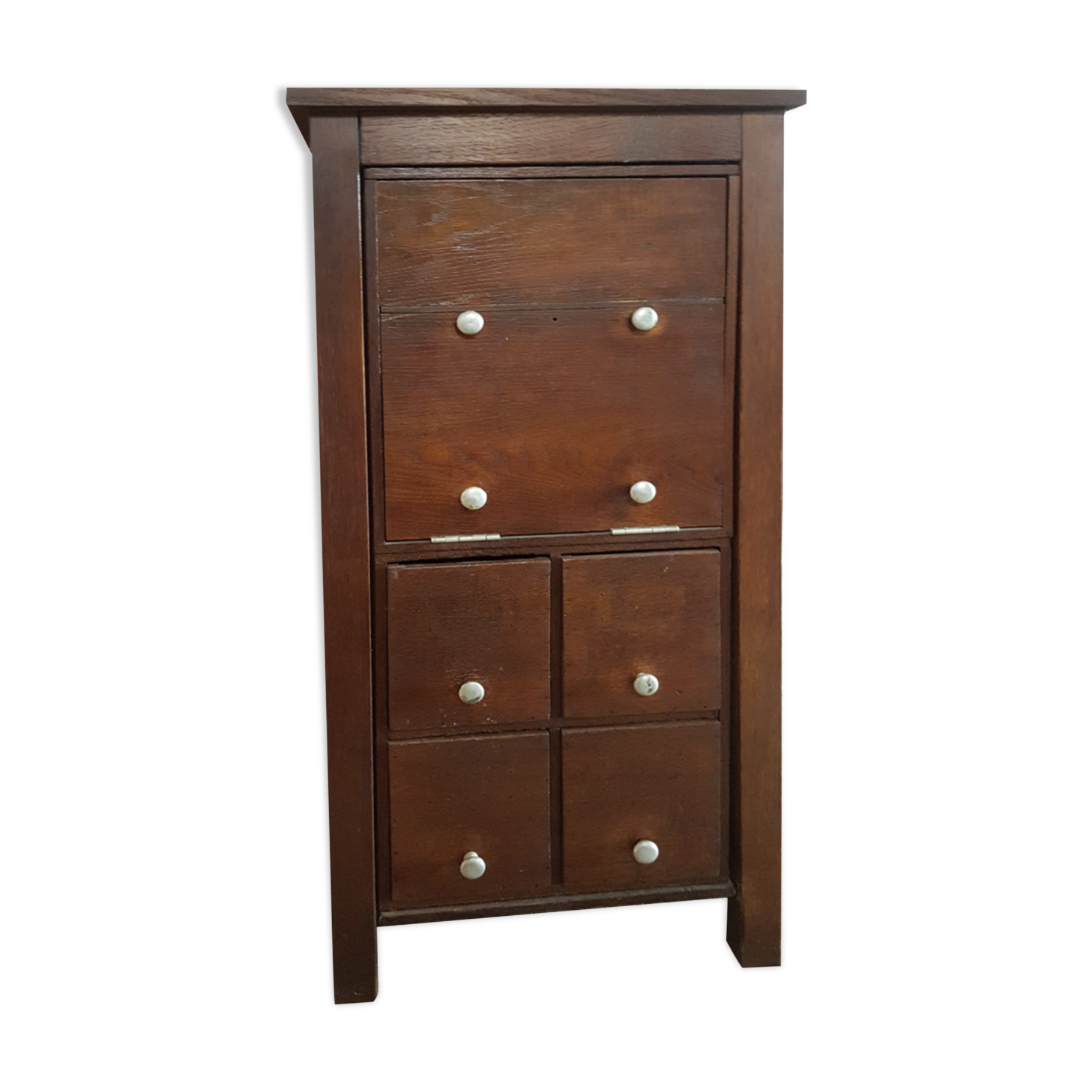 Wooden craft furniture, chest and drawer, vintage