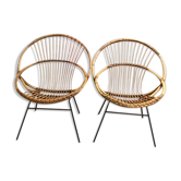 Paire de fauteuils en rotin