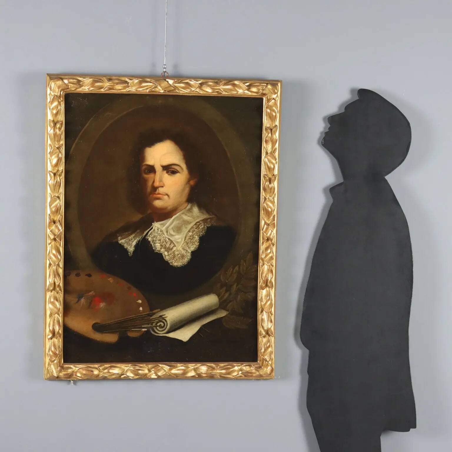 Peinture ancienne Portrait d’un peintre, huile sur toile, XVIIIe siècle
