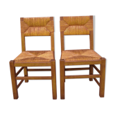 8 Chaises paillées années 50