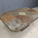 Brutalist slate stone coffee table, 1980s