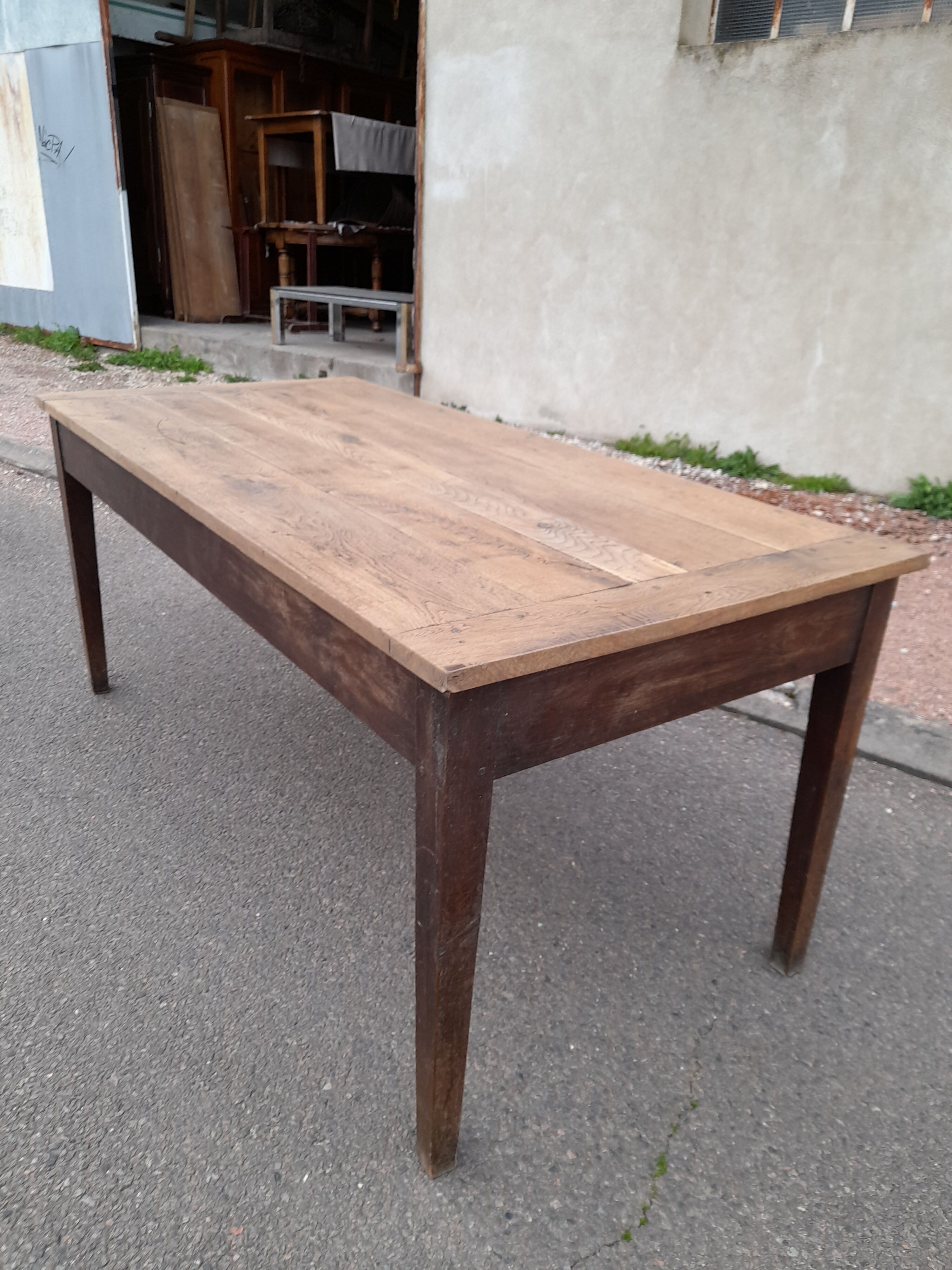 Old farm table 1900 in oak -1m67
