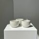 Trio of white ceramic cups D9cm