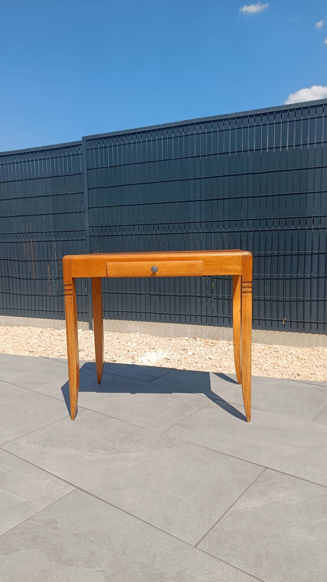 Vintage Scandinavian-style wooden table with drawer, 1950s-60s.