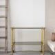 Gold metal and smoked glass server