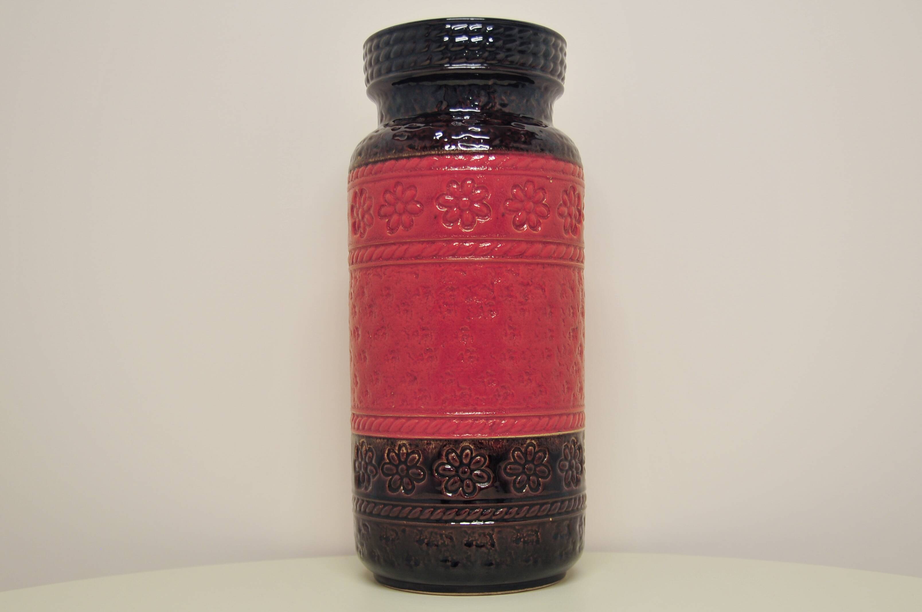 vintage large brown & red West Germany vase Bay