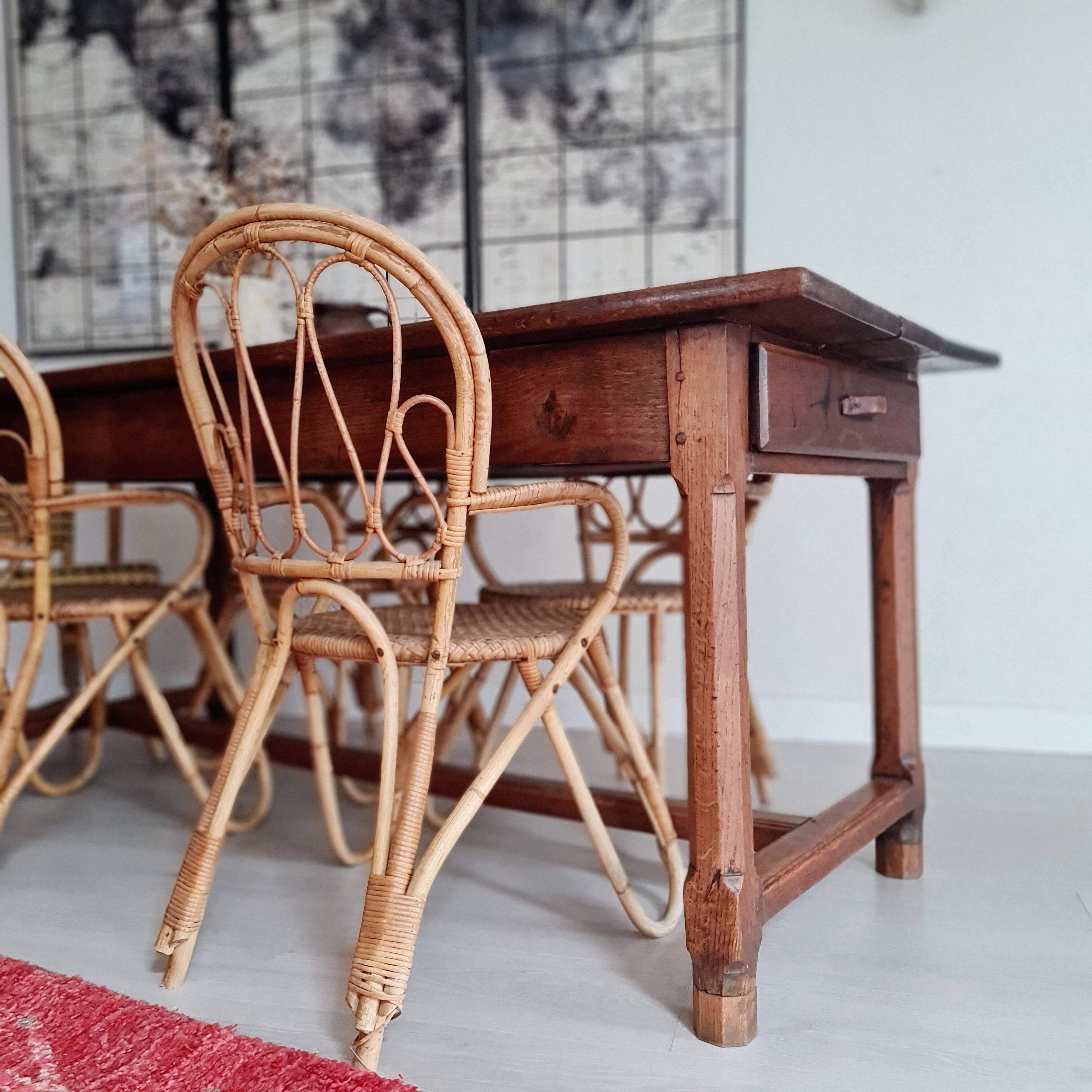 Antique farm table with 2 drawers