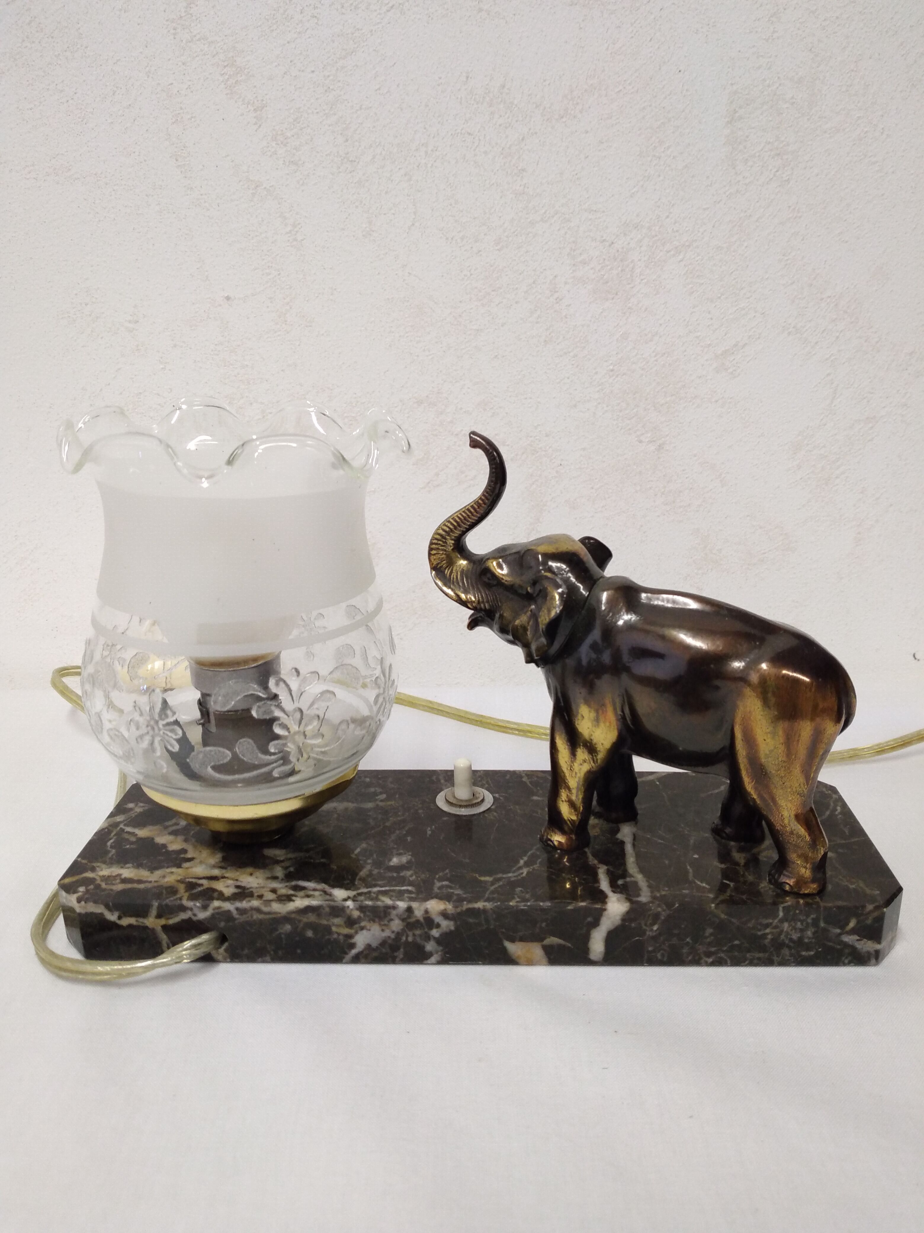 Elephant bedside lamp and marble
