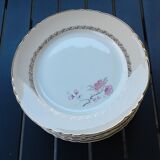 Set of 12 flat plates decors flowers vintage