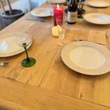 Solid oak farmhouse table with 2 drawers
