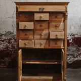 Solid oak dressmaker's cabinet with 13 drawers and 1 door