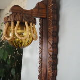 Sconce in wood and yellow glass ball from the 1960/1970