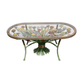 Wrought iron coffee table in colorful flowers
