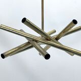 Mid-Century Modern 12 lights Brass chandelier by Stilnovo. Italy 1960s