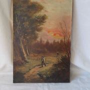 Pair of antique paintings "landscape oil on canvas"