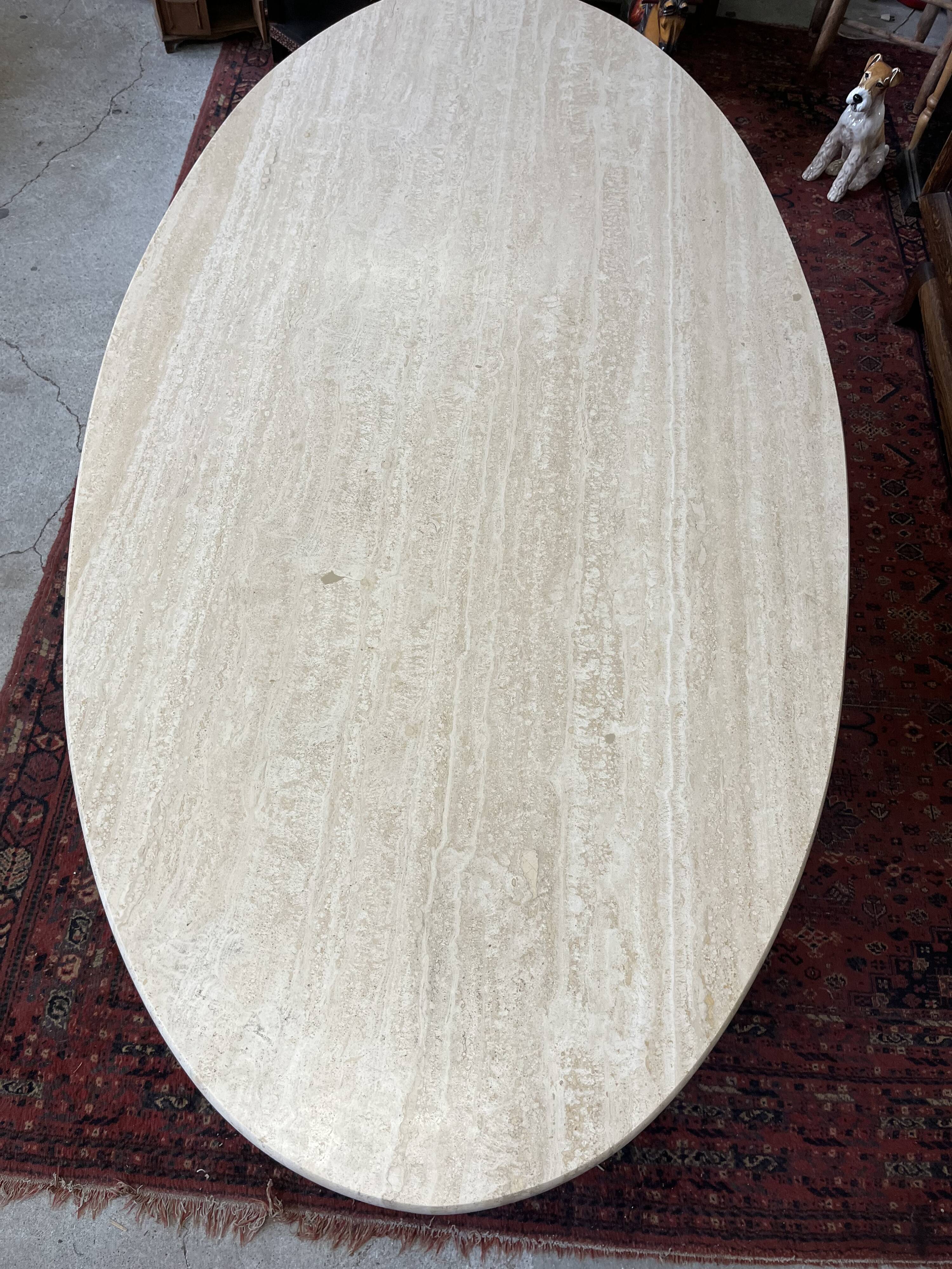 oval travertine table from the 70s
