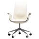 Neuf chaises à dossier haut en cuir blanc sur roulettes par Fabricius & Kastholm.