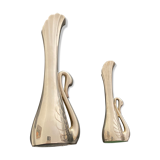 2 silver metal soliflores