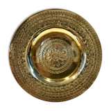 Handmade oriental yellow copper tray
