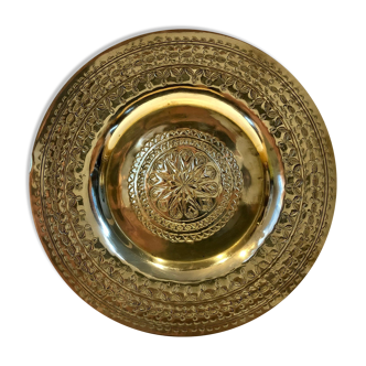 Handmade oriental yellow copper tray
