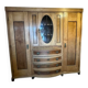 Art Deco Wooden Cabinet with Oval Glass Window and Drawers, 1930s