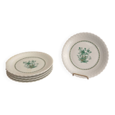 Flat Plates Porcelain Limoges Georges Boyer Nankin Green Pearl Edges