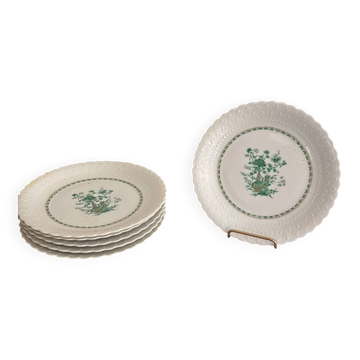 Flat Plates Porcelain Limoges Georges Boyer Nankin Green Pearl Edges