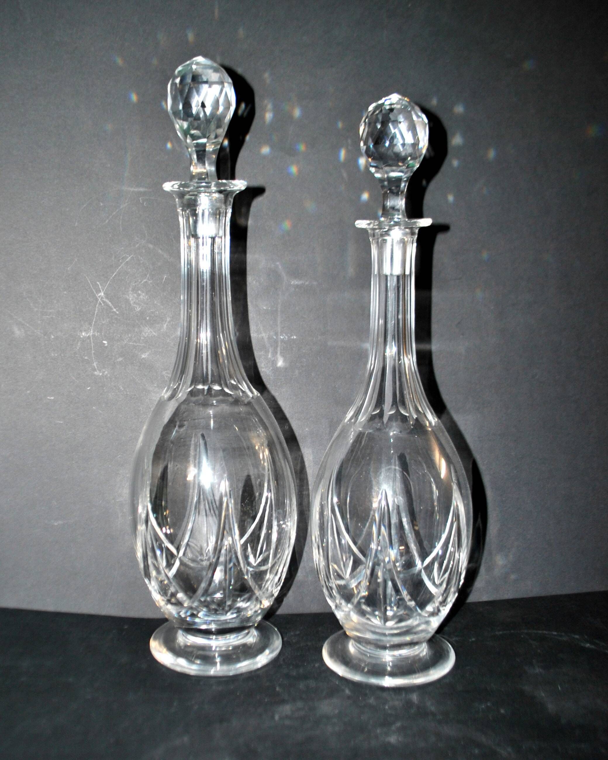 Saint-louis set of 2 antique lasalle cut crystal carafes 1930