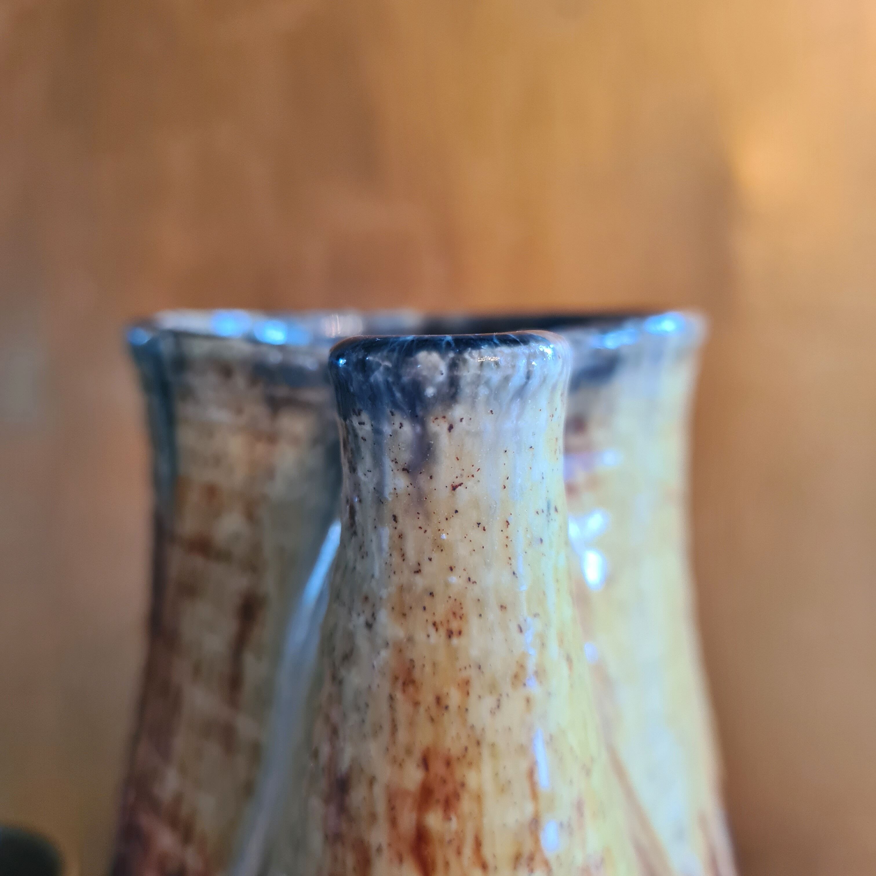 Modernist pitcher in glazed ceramic with pinched beak from Accolay