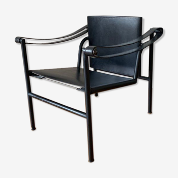 Armchair LC1 Le Corbusier in black leather for Cassina year 1970
