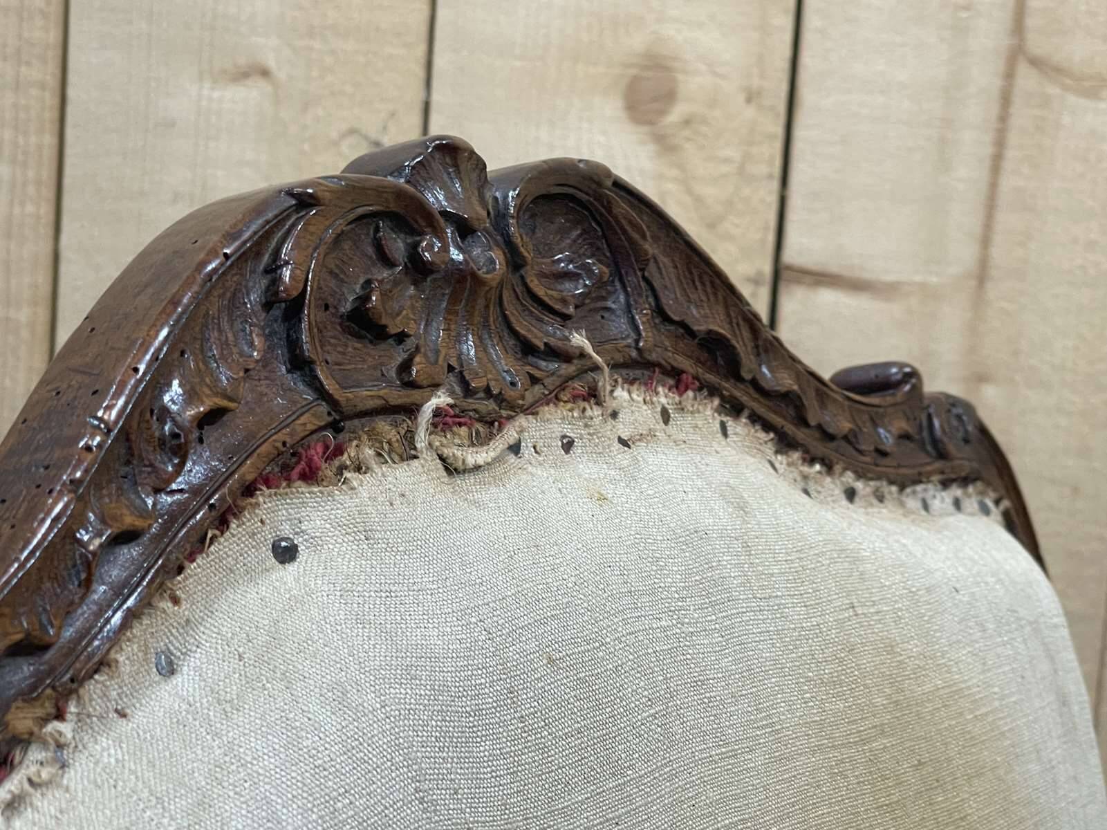 Regency period armchair in 18th century walnut to be reupholstered