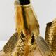 Pair of koi carp vases in brass, animal sculpture
