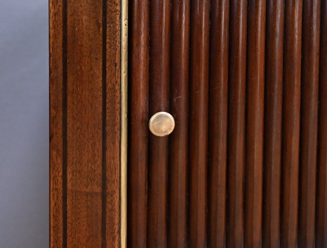 Mahogany curtain coffee table, Louis XVI style – mid-19th century
