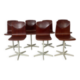 Set of 7 Galvanitas workshop chairs central foot Netherlands 1970s