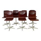 Set of 7 Galvanitas workshop chairs central foot Netherlands 1970s