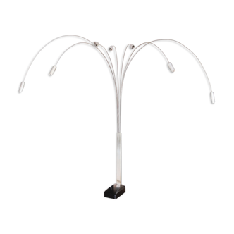 Impressionnante lampe à arc italienne à 7 bras des années 1970
