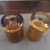 Duo de verres à whisky ou cocktail cristal ambré space age années 1960/1970