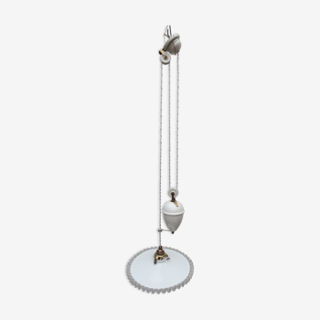 Suspension called rise and fall porcelain and white opaline