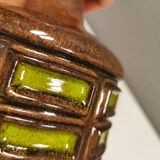 Ceramic/stoneware table lamp, Danish from the 1970s-1980s, earth and green colors