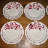 Lot of 8 plates flat and hollow earthenware to décor floral 60s/70s Digoin Sarreguemines