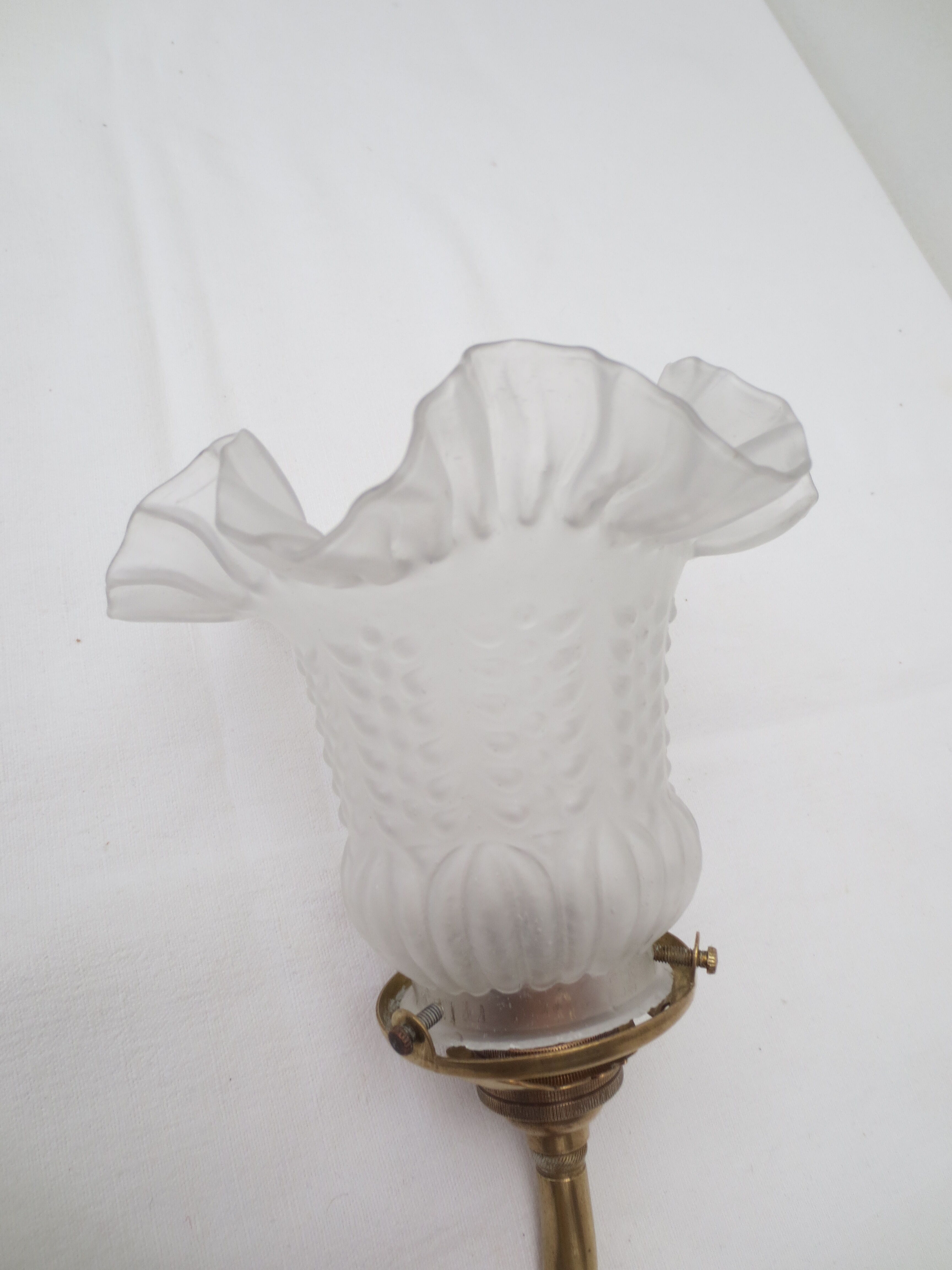 Old gooseneck wall lamp and frosted white glass tulip