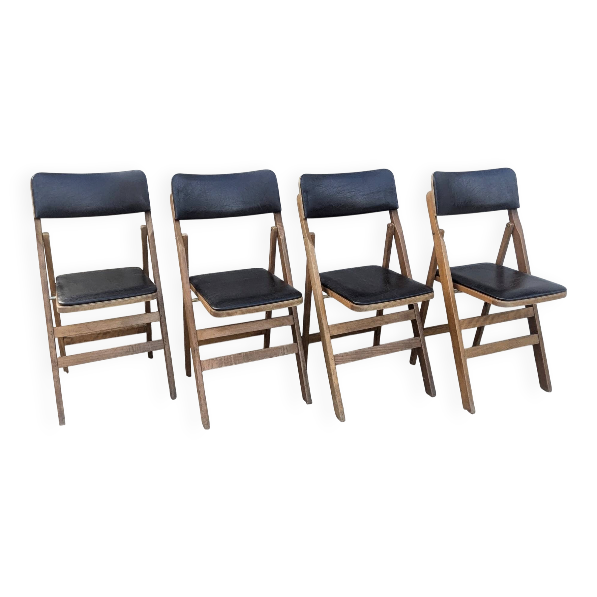 Lot of 4 Mid Century Folding Chairs 60s 70s vintage