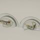 Pair of half-moon metal and lucite wall lights Postmodern Memphis vintage Circa 1980