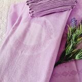 Antique tablecloths Adamascada tablecloth and 12 purple napkins