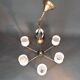 Maison Lunel 1960 6-light chandelier in gilded brass and green lacquered.