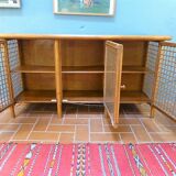 Sideboard in rattan and glass 1970