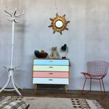 50s color formica shoe cabinet with compass feet