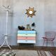 50s color formica shoe cabinet with compass feet