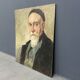 Old portrait of man painted on wooden panel